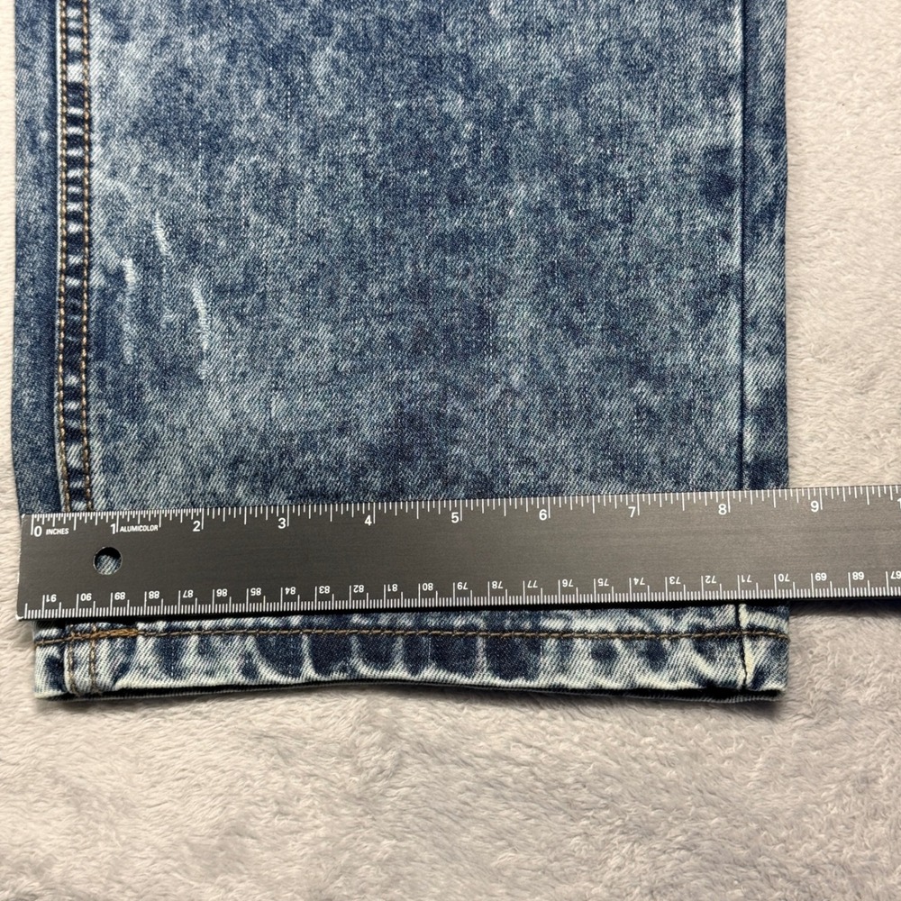 Smoke Rise Jeans Mens 44x32 Blue Acid Wash Distressed Straight Leg Denim Pants - Picture 6 of 10